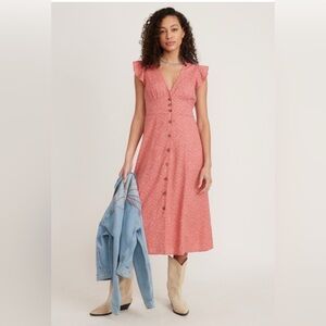 Marine Layer Camila Floral Midi Dress with Cap Sleeves